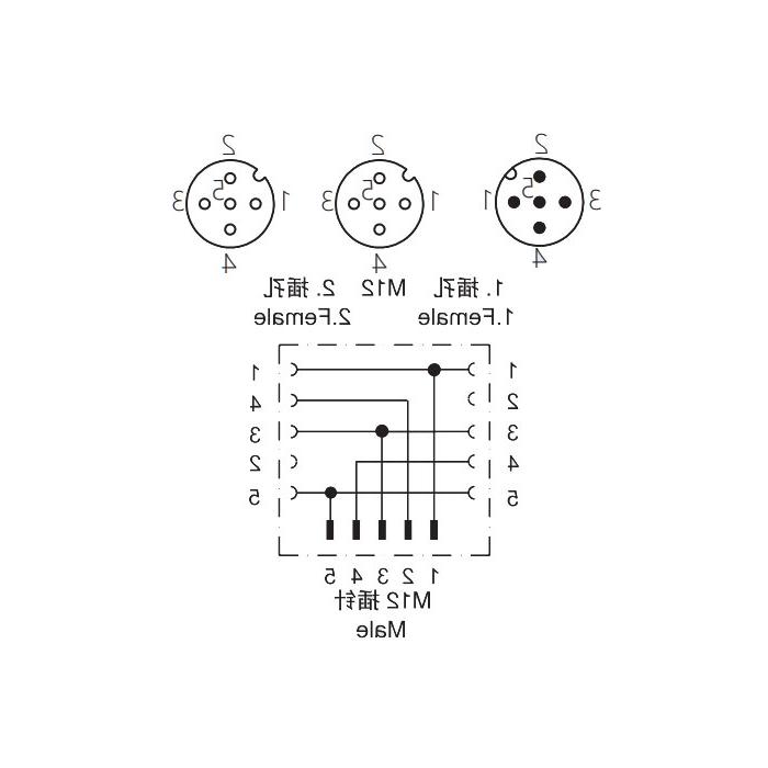 M12 5Pin Male /2M12 5Pin female, Y-connector, 644441