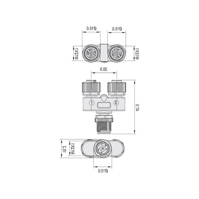 M12 5Pin Male /2M12 5Pin female, Y-connector, 644441